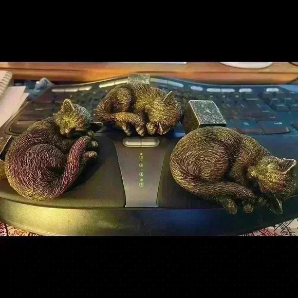 Potty Feet Sleeping Cat Curdled Up-Set of 3 Give your Plants a Lift - Picture 3 of 5